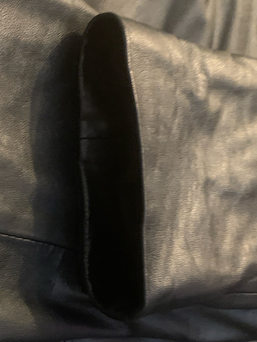 White House Black Market Black Leather Ruffle-Front Jacket. - Picture 10 of 12